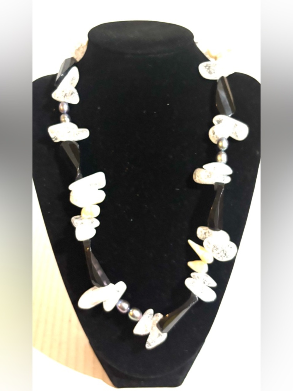 Black and White Agate Statement Necklace - Women Jewelry